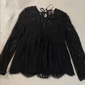 Miss Me Black Lace Tie Back Top